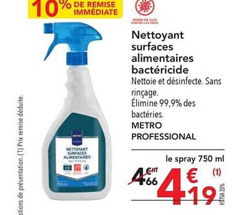 nettoyant surfaces alimentaires bactéricide metro professional