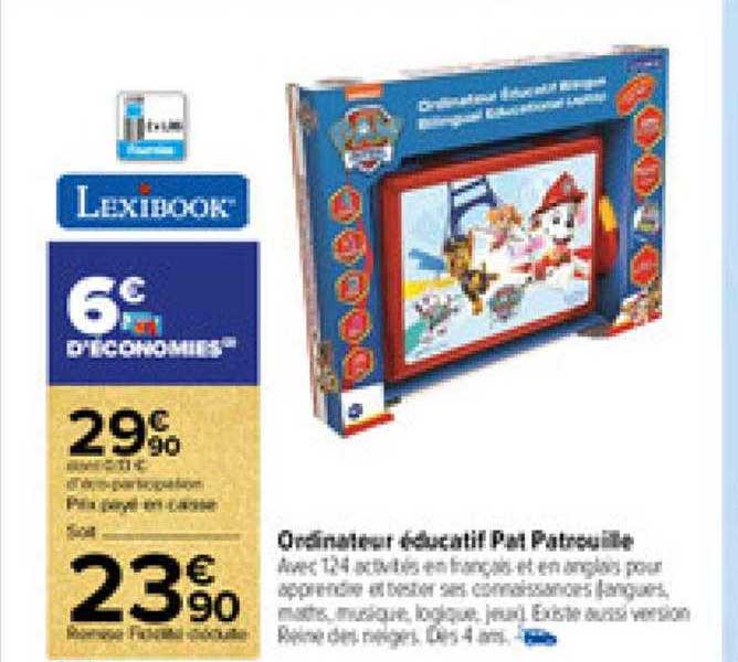 ordinateur éducatif pat patrouille lexibook