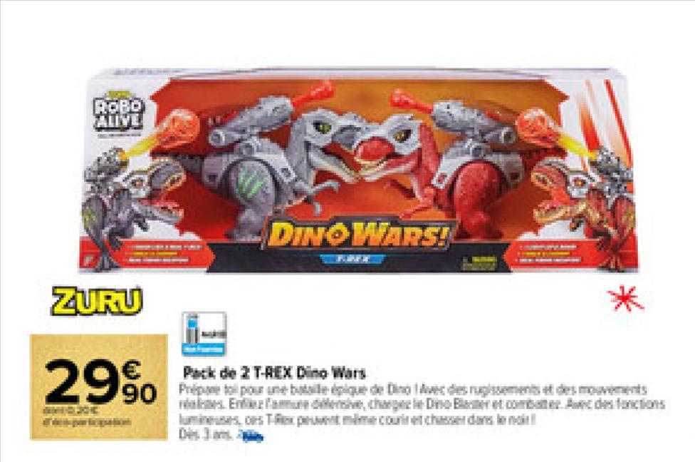 pack de 2 t-rex dino wars zuru