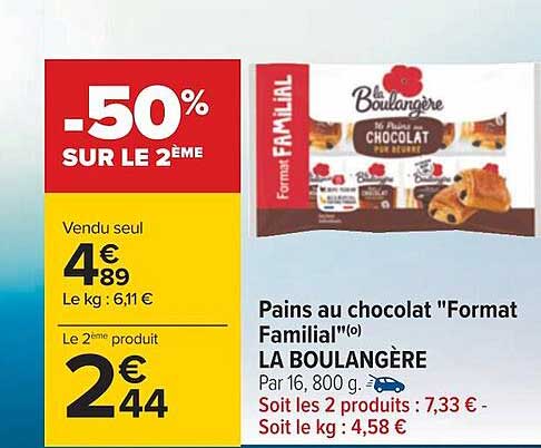 pains au chocolat "format familial" la boulangère