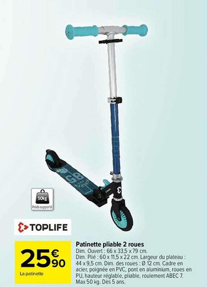 Patinette Pliable 2 Roues Toplife