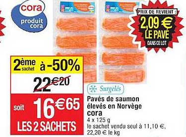 pavés de saumon élevés en norvège cora