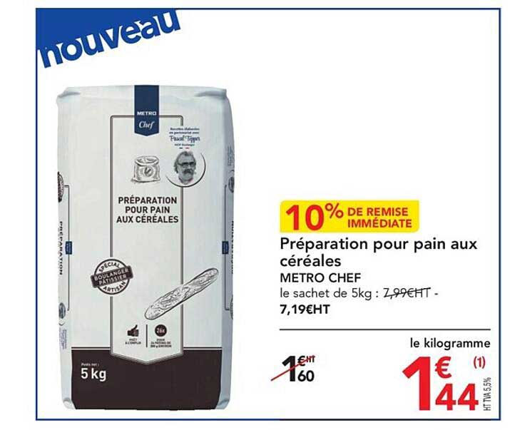 préparation pou pain au céréales metro chef