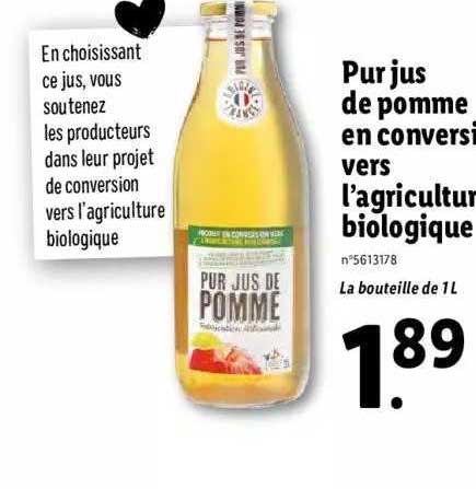 pur jus de pomme en conversion  vers l'agriculture biologique