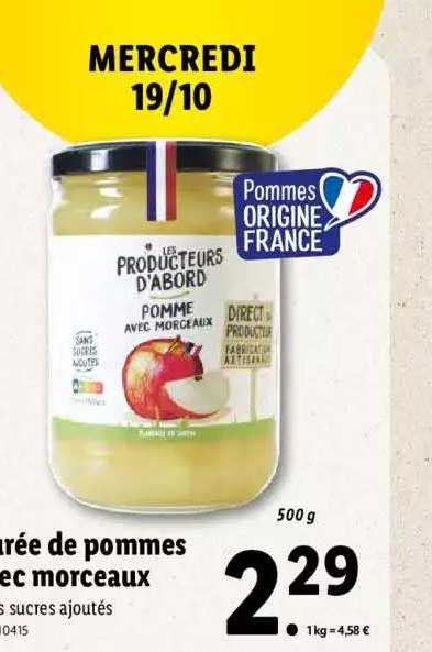 purée de pommes avec morceaux les producteurs d'abord