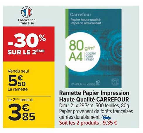Ramette Papier Impression Haute Qualité Carrefour