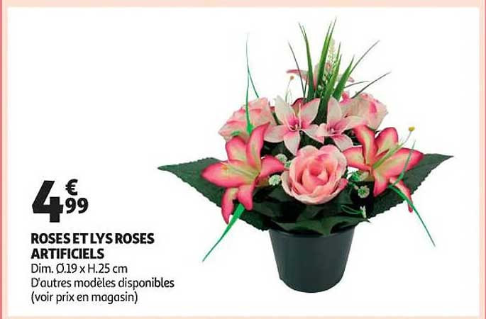 roses et lys roses artificiels