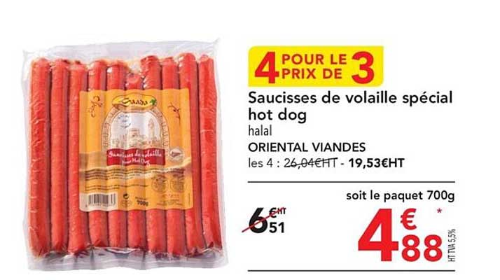 saucisses de volaille spécial hot dog oriental viandes