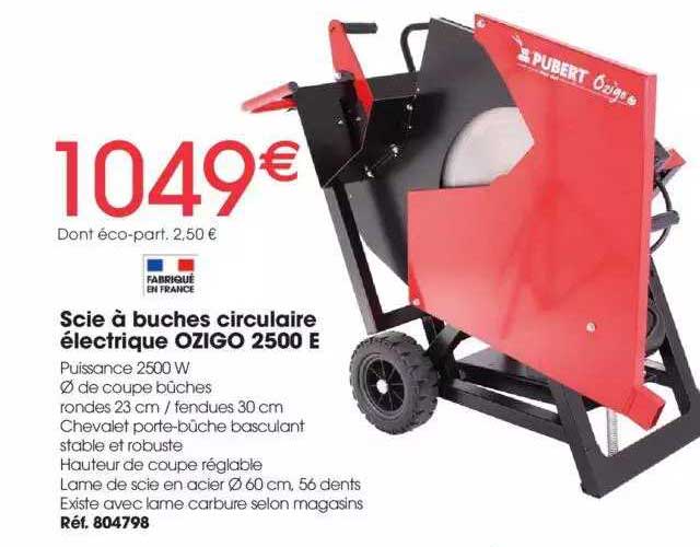 scie à bûches circulaire électrique ozigo 2500 e pubert