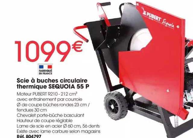 scie à bûches circulaire thermique sequoia 55 p pubert