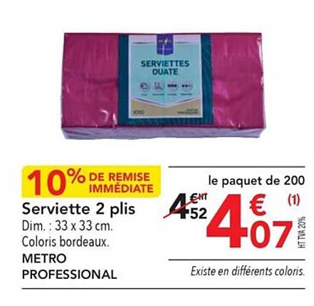 serviette 2 plis metro professional