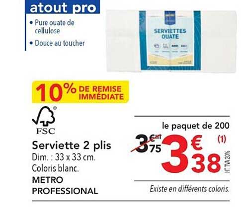 serviette 2 plis metro professional