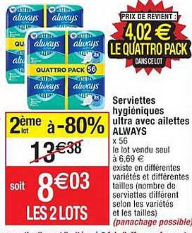 Serviettes Hygiéniques Ultra Avec Ailettes Always