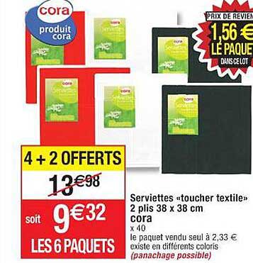 serviettes «toucher textile» 2 plis 38 x 38 cm cora