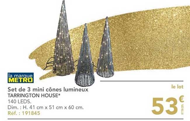 set de 3 mini cônes lumineux tarrington house
