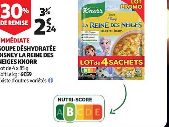 soupe déshydratée disney la reine des neiges knorr