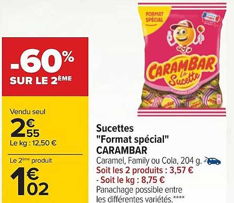 sucettes "format spécial" carambar