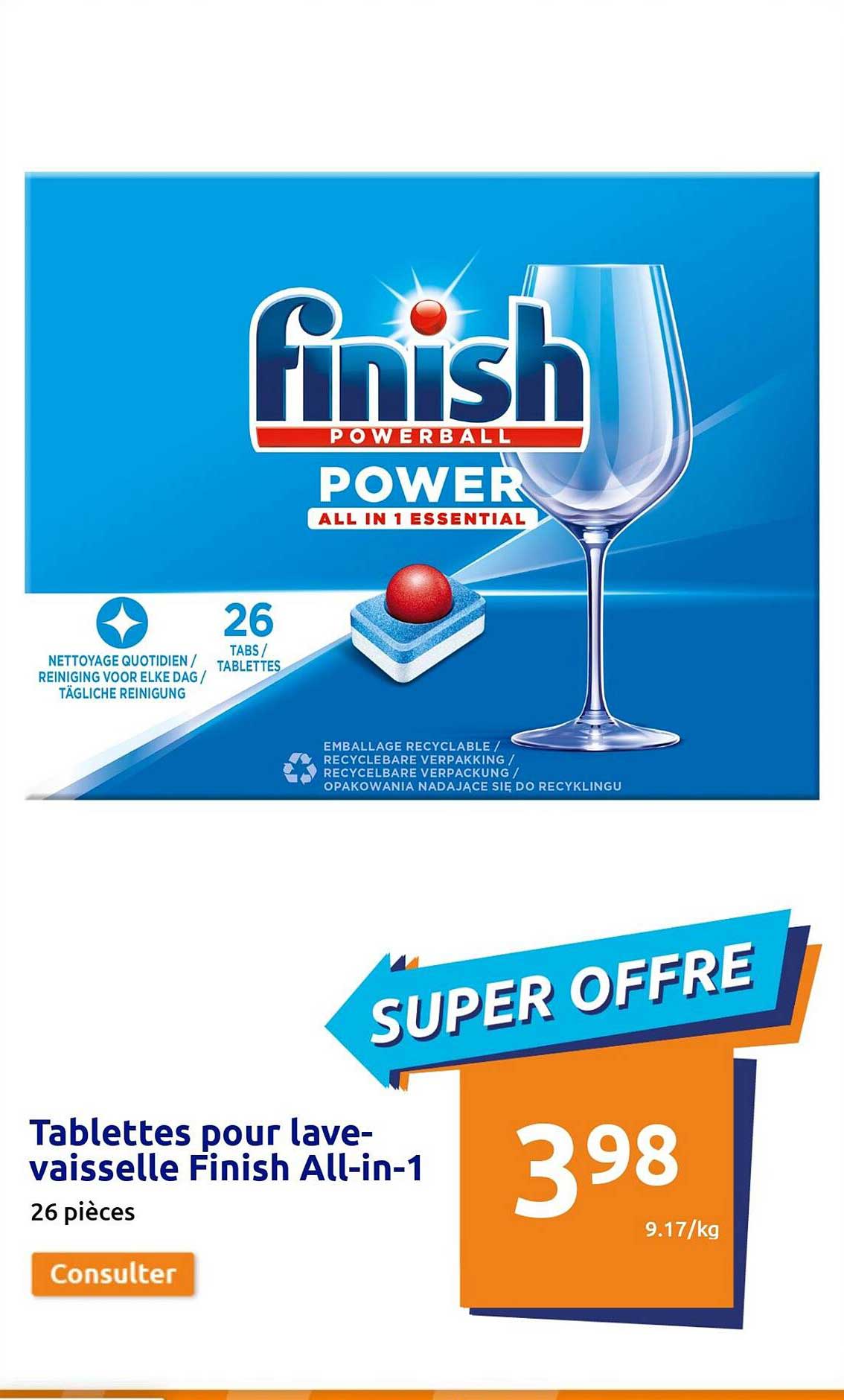 tablettes pour lave-vaisselle finish all-in-1