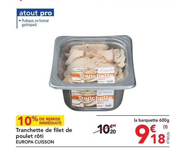 Tranchette De Filet De Poulet Rôti Europa Cuisson