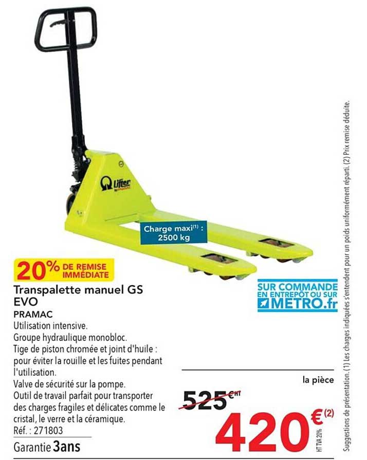 transpalette manuel gs evo pramac