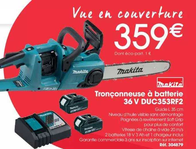 tronçonneuse à batterie 36v duc353rf2 makita