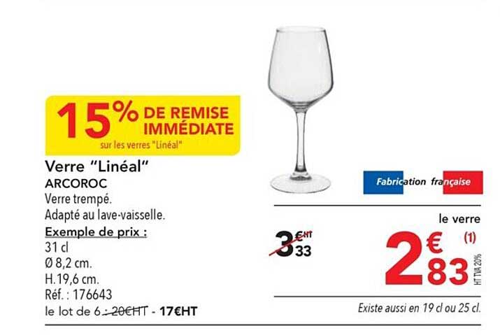verre "linéal" arcoroc