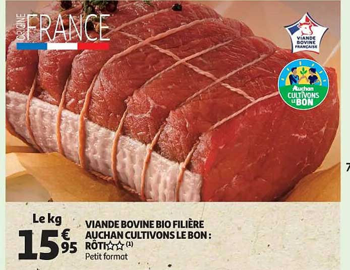 viande bovine bio filière auchan cultivons le bon : rôti**