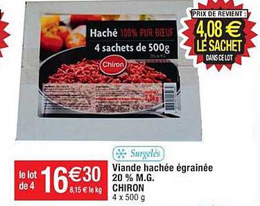 viande hachée égrainée 20% m.g. chiron