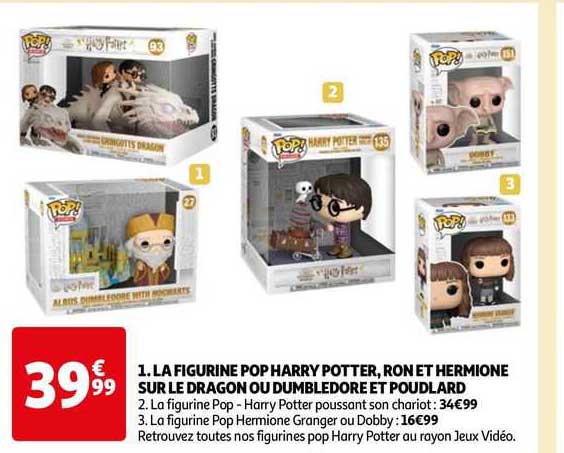 1. la figurine pop harry potter, ron et hermione sur le dragon ou dumbledore et poudlard