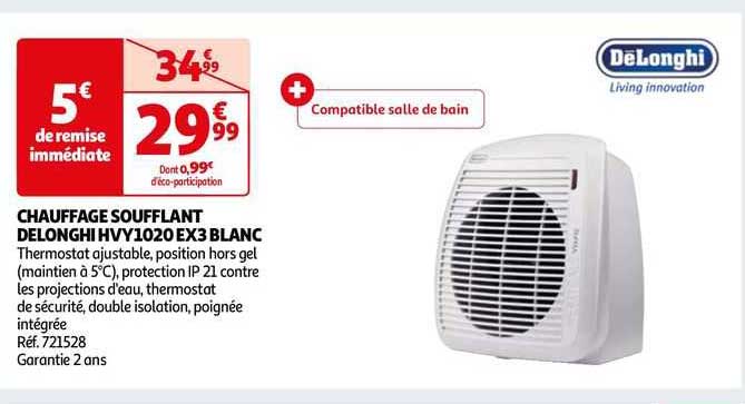 chauffage soufflant dëlonghi hvy1020 ex3 blanc
