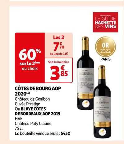 côtes de bourg aop 2020 château de genibon cuvée prestige ou blaye côtes de bordeaux aop 2019