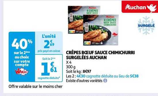 crêpes bœuf sauce chimichurri surgelées auchan