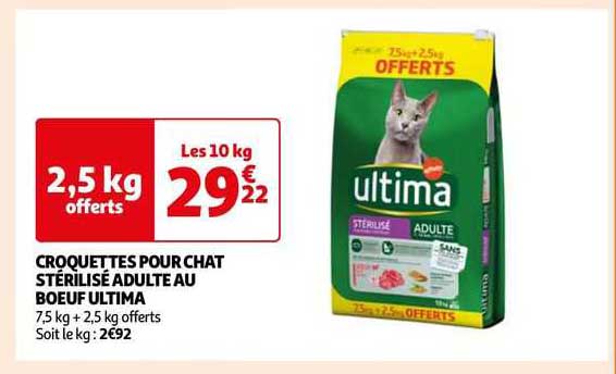 Croquettes Pour Chat Stérilisé Adulte Au Bœuf Ultima