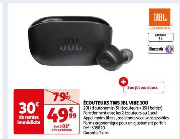 écouteurs tws jbl vibe 100