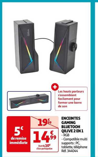 enceintes gaming bluetooth qilive 2 en 1
