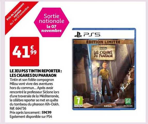 le jeu ps5 tintin reporter : les cigares du pharaon