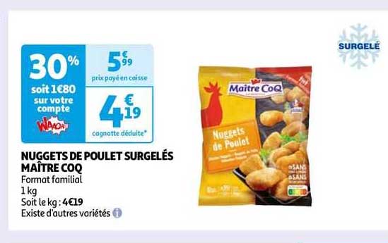 Nuggets De Poulet Surgelés Maître Coq