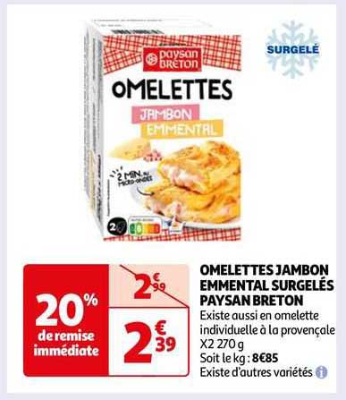omelettes jambon emmental surgelés paysan breton
