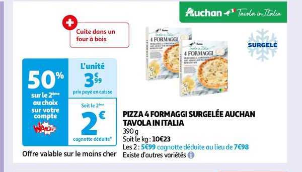 pizza 4 formaggi surgelée auchan tavola in italia