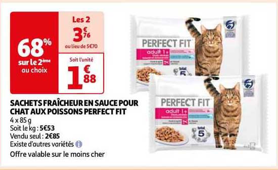 Sachets Fraîcheur En Sauce Pour Chat Aux Poissons Perfect Fit