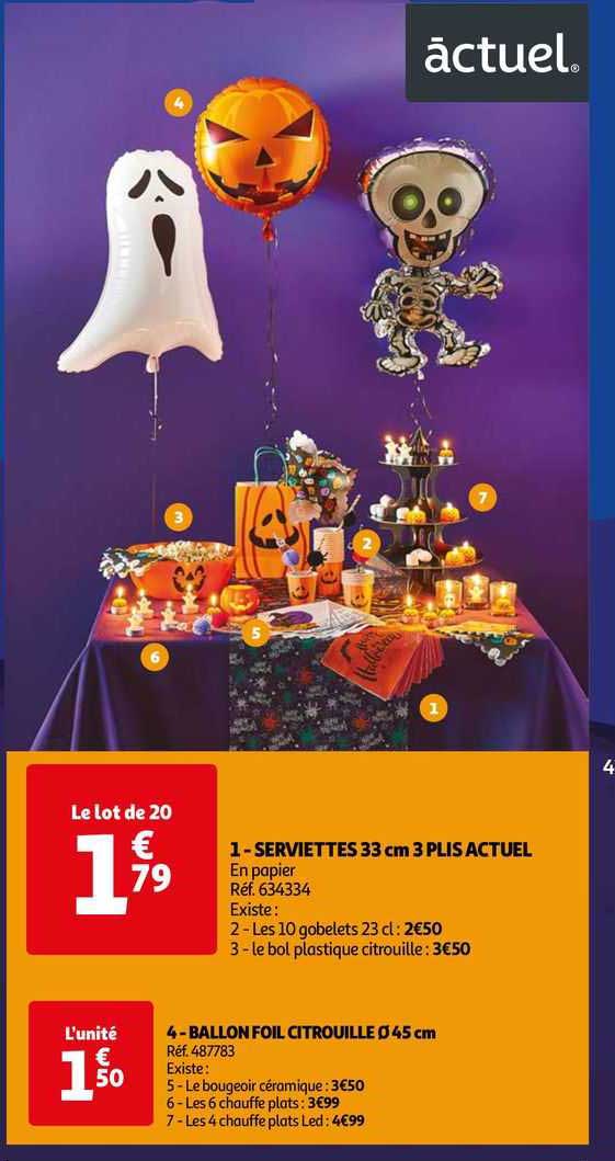 serviettes 33 cm 3 plis actuel, ballon foil citrouille ø 45 cm