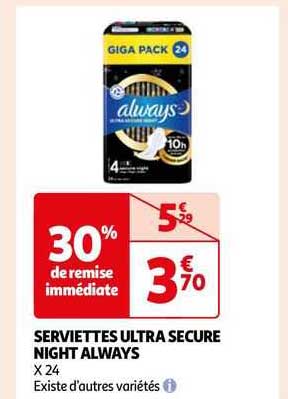 serviettes ultra secure night always