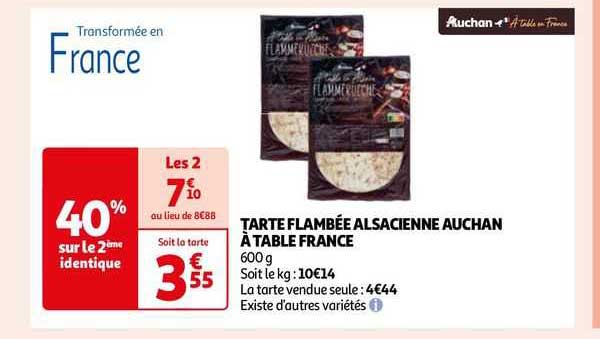 tarte flambée alsacienne auchan à table france