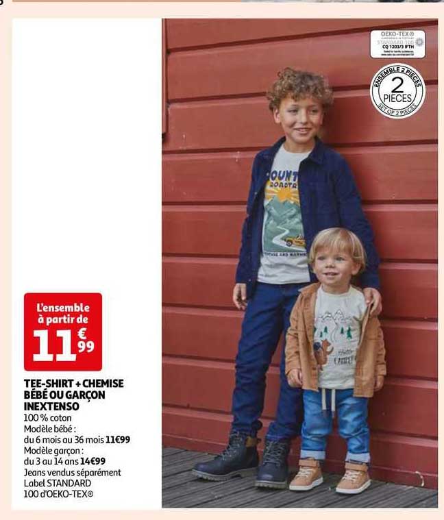 tee-shirt + chemise bébé ou garçon inextenso