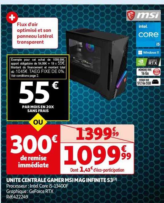 unité centale gamer msi mag infinite s3