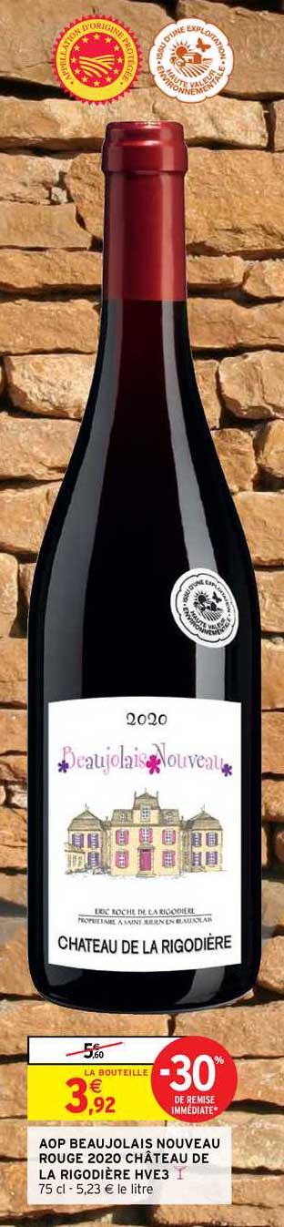 aop beaujolais nouveau rouge 2020 château de la rigodière hve3