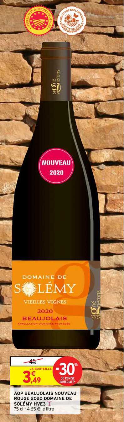 Aop Beaujolais Nouveau Rouge 2020 Domaine Solémy Hve3 -30% De Réduction Immédiate
