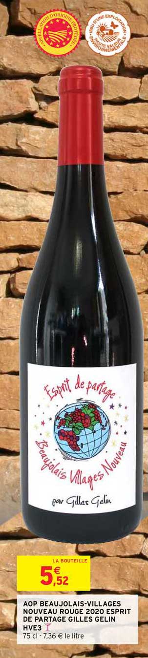aop beaujolais villages nouveau rouge 2020 esprit de partage gille gelin hve3