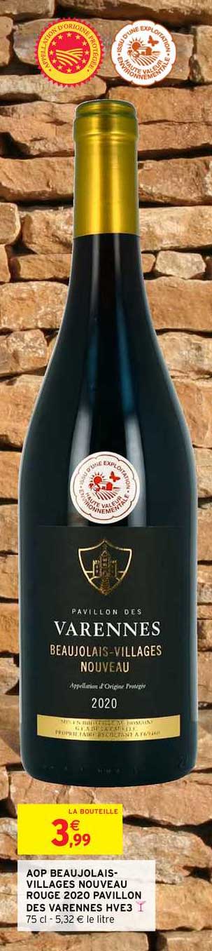aop beaujolais villages nouveau rouge 2020 pavillon des varennes hve3