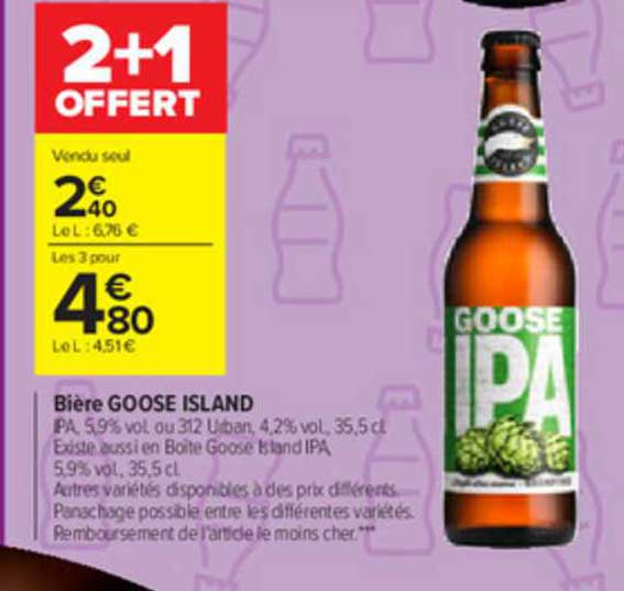 bière goose island 2+1 offert